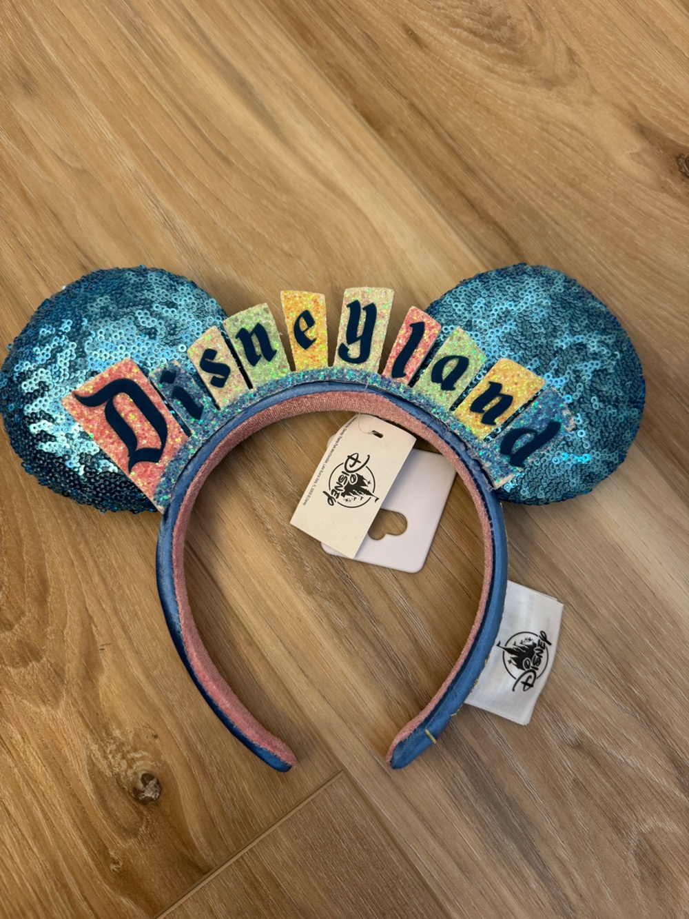 Disney Parks Disneyland Marquee Mickey Ears Headband Blue Sequin NWT 2020